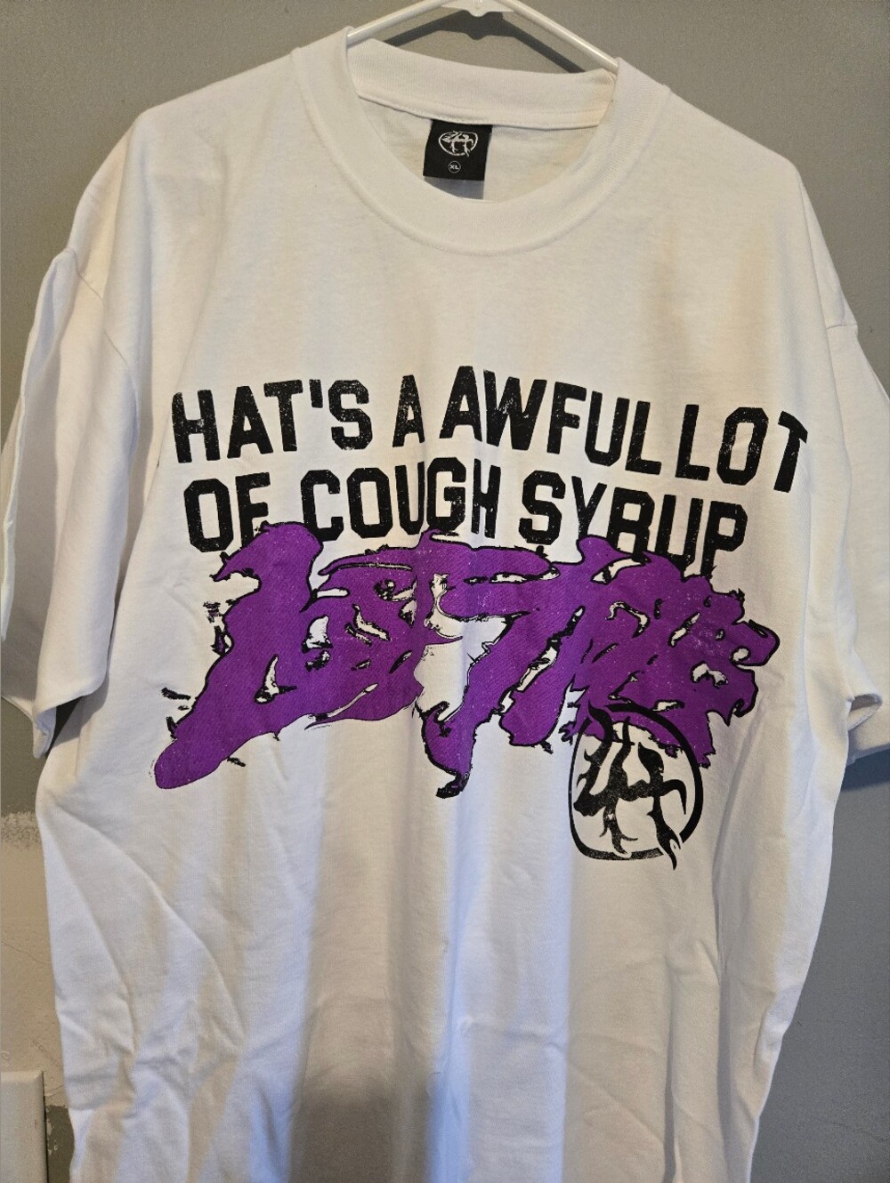 Lost Hills X Alocs Collab White Graphic Tee with Purple Drip Design Xl
